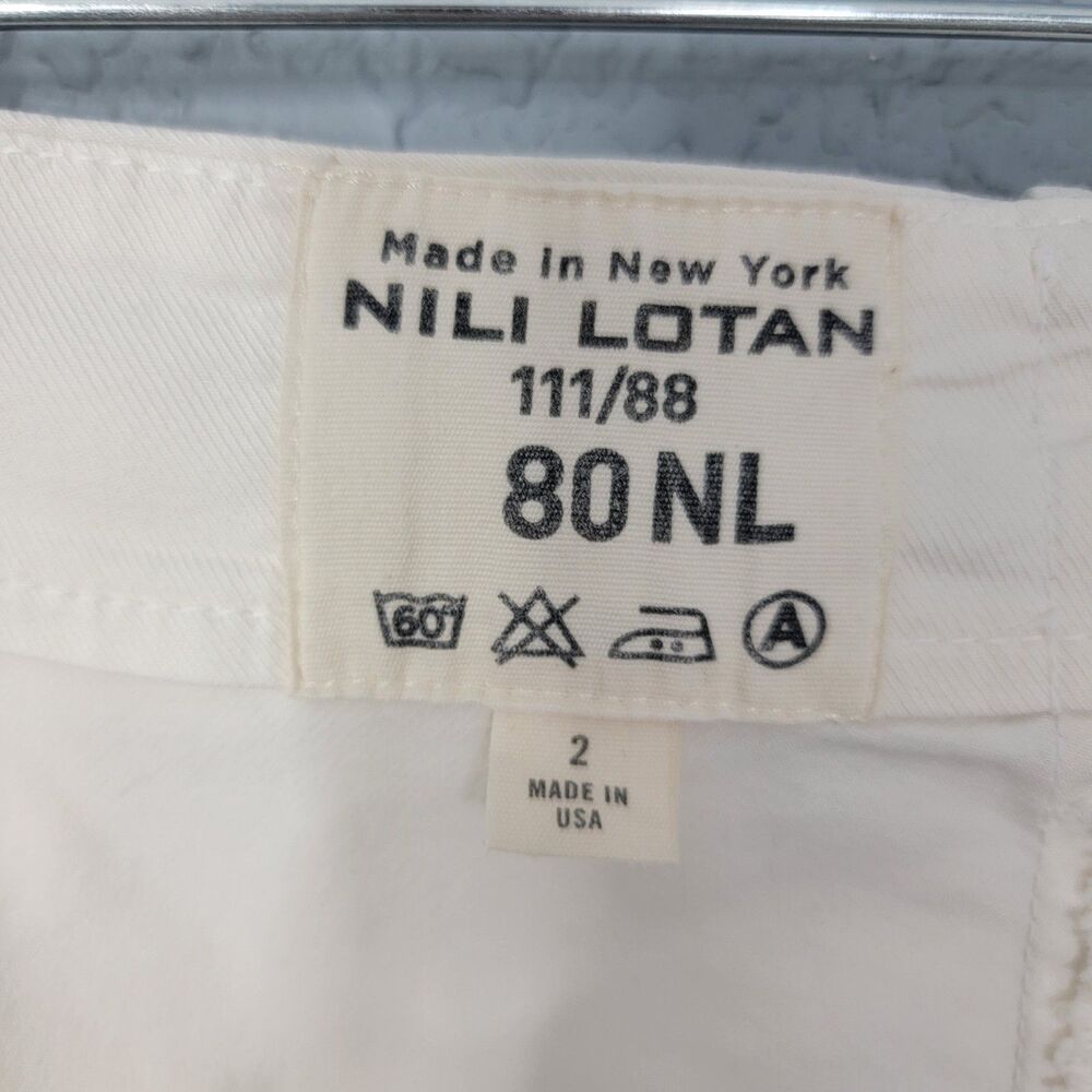 Nili Lotan Paris Pant in Eggshell Drop Crotch Cotton Twill Size 2 Edgy USA Work - Picture 11 of 17